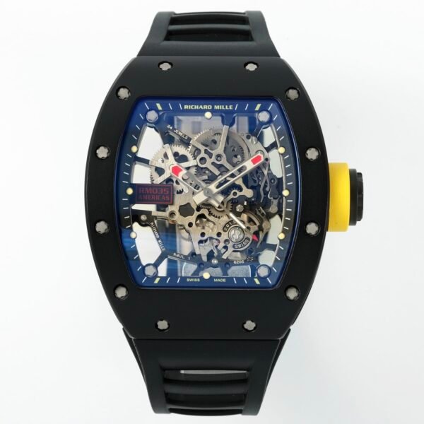 Richard Mille RM035 Americas Hollow Tonneau Mechanical Watch Magnesium Alloy Rubber Strap Multi Colors