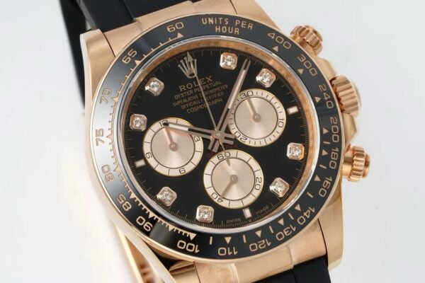 Rolex Cosmograph Daytona 18K Gold Plated Automatic Chronograph Watch Rubber Strap - 2