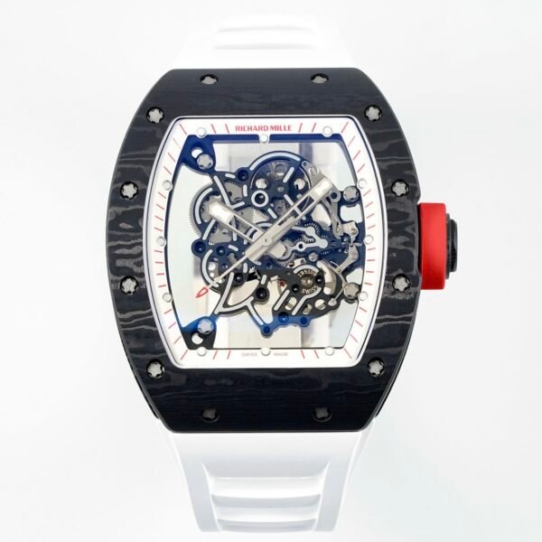Richard Mille RM055 Tonneau Hollow Automatic Watch Light 74.3g FKM Rubber Strap