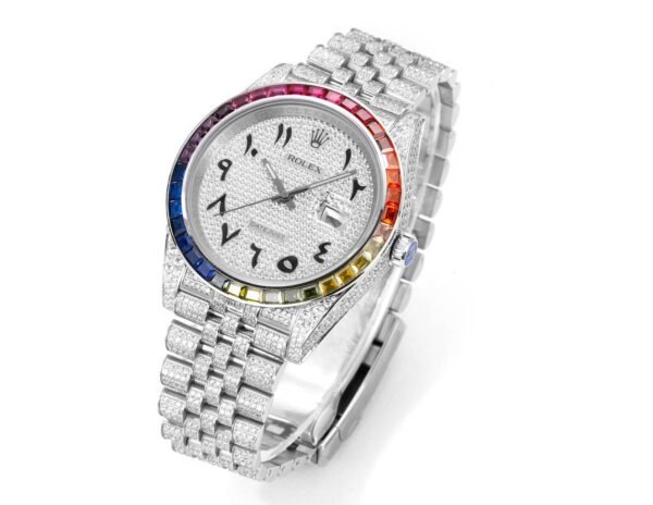 Rolex MS Factory Datejust 41mm Full?Paved Diamond Watch 904L Steel 3235 Automatic Movement Rainbow Bezel - 2