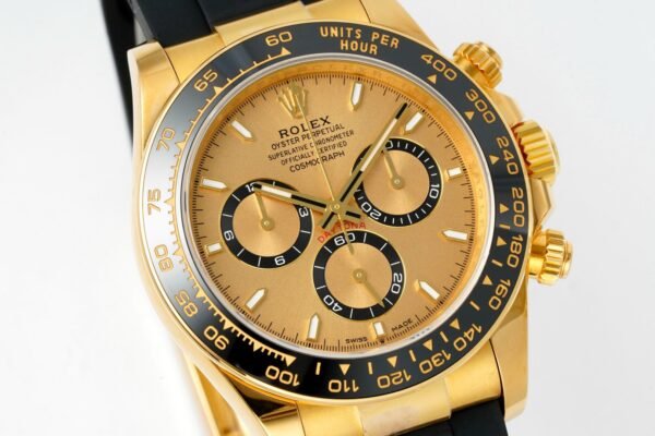 Rolex Cosmograph Daytona 18K Gold Plated Automatic Chronograph Watch Rubber Strap - 2