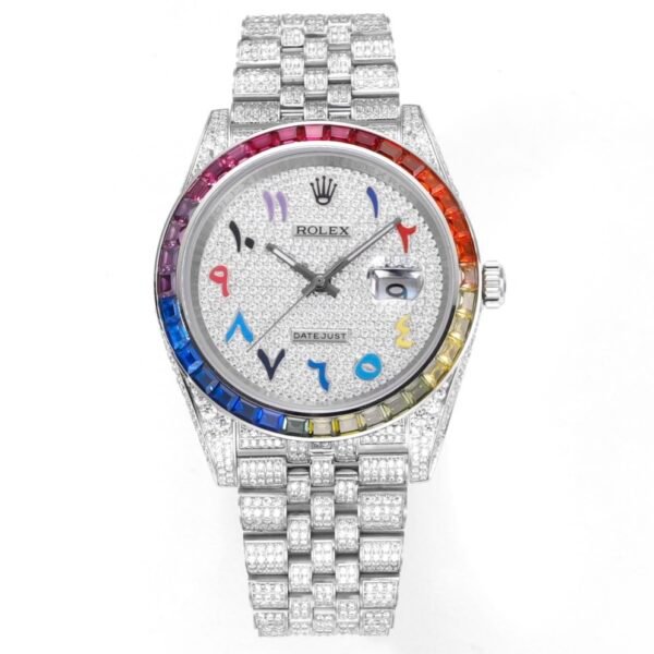 Rolex MS Factory Datejust 41mm Full?Paved Diamond Watch 904L Steel 3235 Automatic Movement Rainbow Bezel
