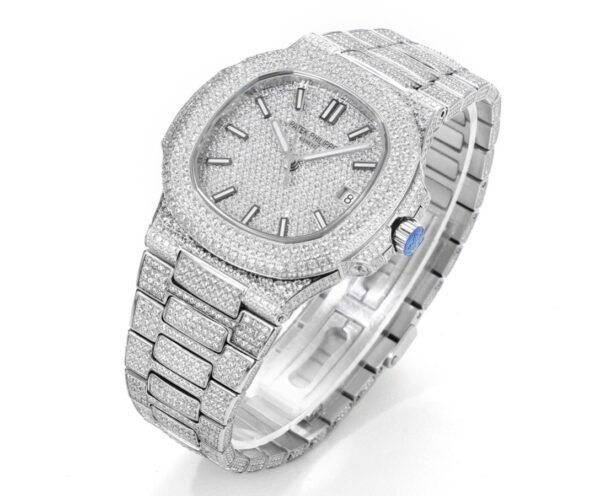 Patek Philippe Nautilus 40mm Full Diamond Automatic Watch | Cal.324 SC Movement Stainless Steel Bracelet - 2
