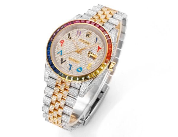 Rolex MS Factory Datejust 41mm Full‑Paved Diamond Watch 904L Steel 3235 Automatic Movement Rainbow Bezel - 2