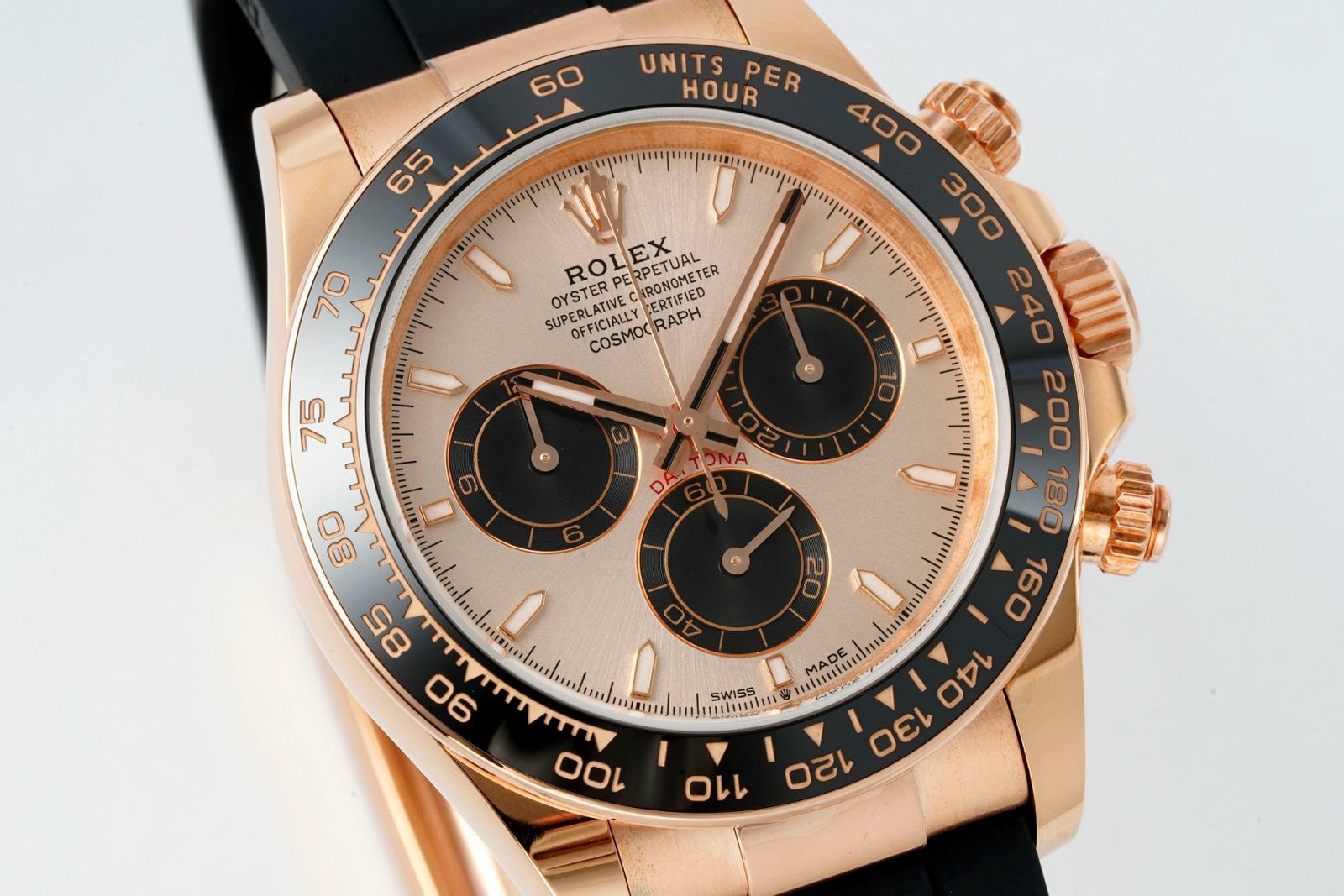 Rolex Cosmograph Daytona 18K Gold Plated Automatic Chronograph Watch Rubber Strap