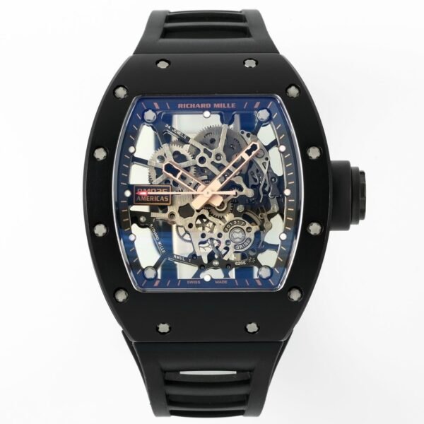 Richard Mille RM035 Americas Hollow Tonneau Mechanical Watch Magnesium Alloy Rubber Strap Multi Colors