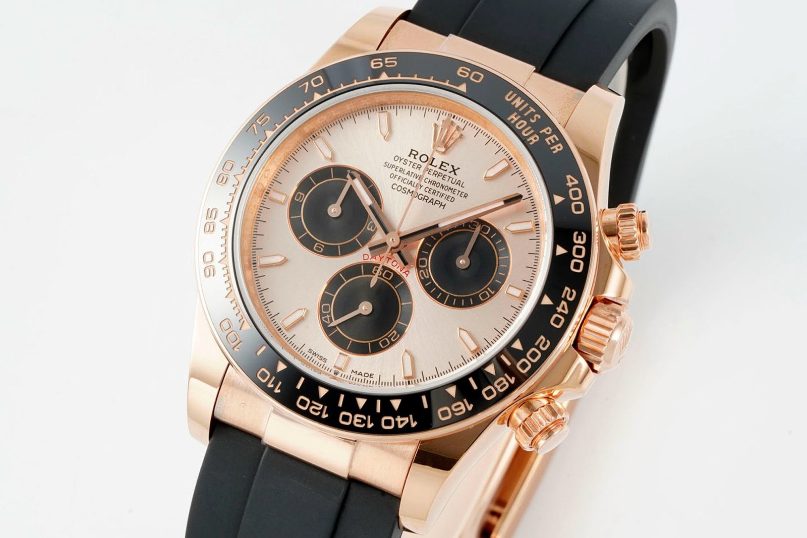 Rolex Cosmograph Daytona 18K Gold Plated Automatic Chronograph Watch Rubber Strap