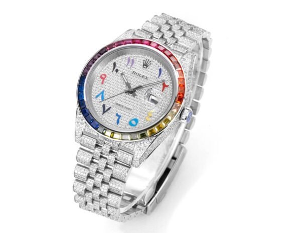 Rolex MS Factory Datejust 41mm Full?Paved Diamond Watch 904L Steel 3235 Automatic Movement Rainbow Bezel - 2
