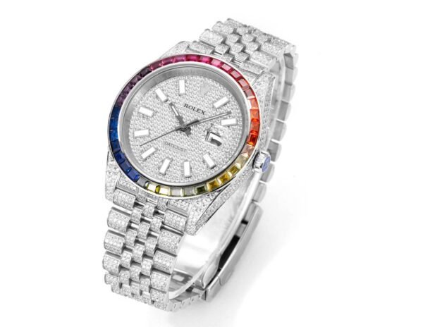 Rolex MS Factory Datejust 41mm Full?Paved Diamond Watch 904L Steel 3235 Automatic Movement Rainbow Bezel - 2