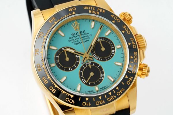 Rolex Cosmograph Daytona 18K Gold Plated Automatic Chronograph Watch Rubber Strap - 2