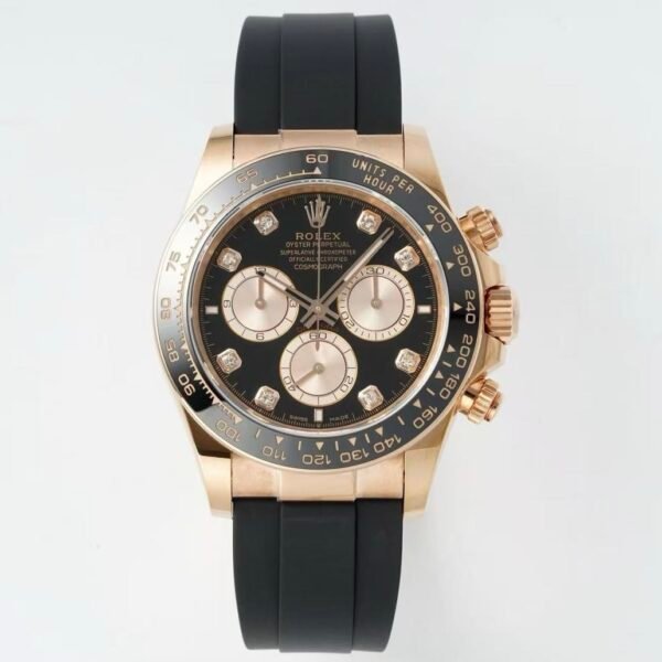 Rolex Cosmograph Daytona 18K Gold Plated Automatic Chronograph Watch Rubber Strap