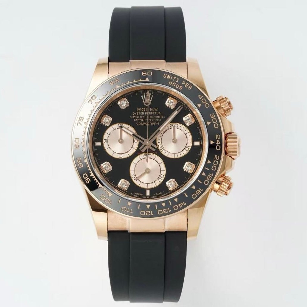 Rolex Cosmograph Daytona 18K Gold Plated Automatic Chronograph Watch Rubber Strap
