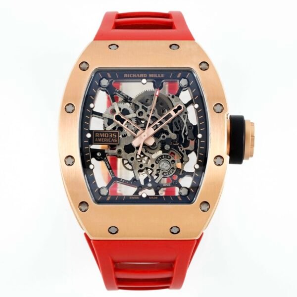 Richard Mille RM035 Americas Hollow Tonneau Mechanical Watch Magnesium Alloy Rubber Strap Multi Colors