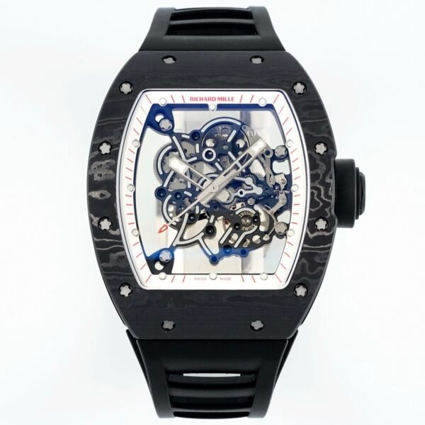 Richard Mille RM055 Tonneau Hollow Automatic Watch Light 74.3g FKM Rubber Strap
