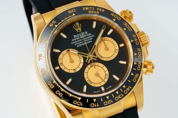 Rolex Cosmograph Daytona 18K Gold Plated Automatic Chronograph Watch Rubber Strap - 2