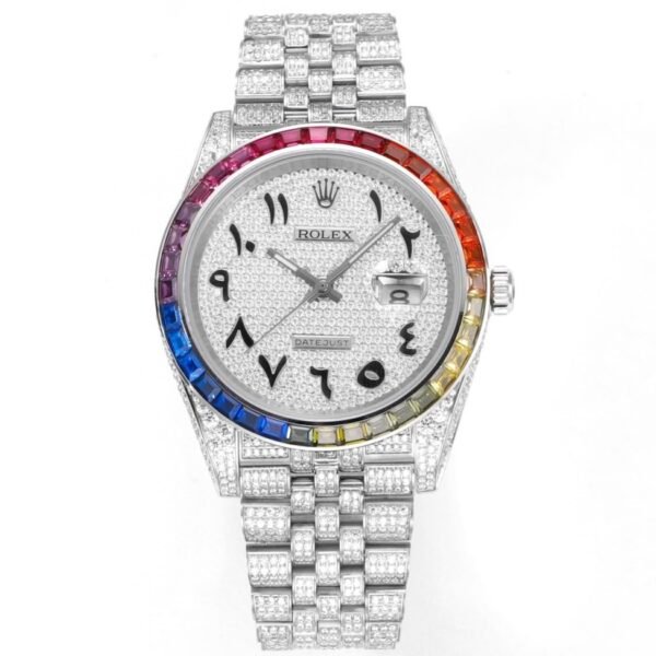 Rolex MS Factory Datejust 41mm Full?Paved Diamond Watch 904L Steel 3235 Automatic Movement Rainbow Bezel