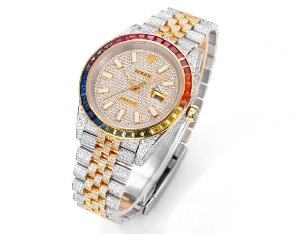 Rolex MS Factory Datejust 41mm Full?Paved Diamond Watch 904L Steel 3235 Automatic Movement Rainbow Bezel - 2