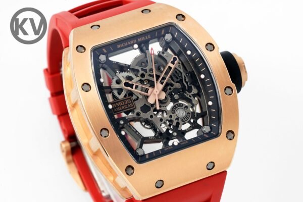Richard Mille RM035 Americas Hollow Tonneau Mechanical Watch Magnesium Alloy Rubber Strap Multi Colors - 2