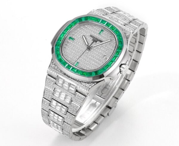 Patek Philippe Nautilus 40mm Full Diamond Automatic Watch | Cal.324 SC Movement Stainless Steel Bracelet - 2